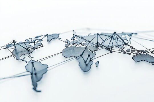 3D Glyph Line Icon featuring global connections representing worldwide networks.