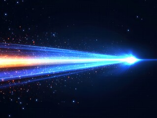 Poster - Abstract Light Stream in Dark Space with Glowing Particles and Dynamic Energy Flowing Forward