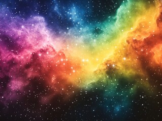 Poster - Colorful Nebula in Deep Space with Sparkling Stars Cosmic Cloud Galaxy Exploration Concept