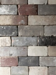 Poster - Distressed Brick Wall Texture in Neutral Colors Showing Wear and Age for Background Use