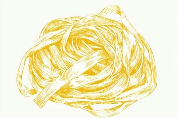 Fototapete - 3D pasta line drawing, clear and modern symbol for Italian cooking on white backdrop.
