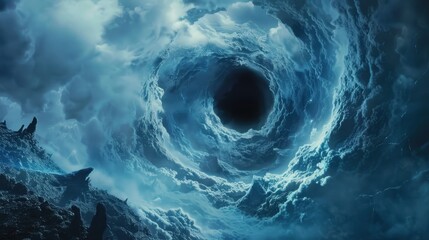 Abstract black hole with a glowing event horizon, abstract black hole in the cosmos with a supernova explosion.