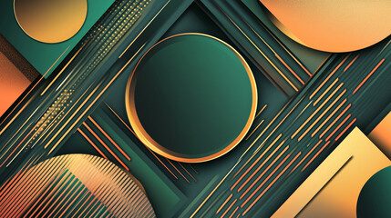 Fototapete - An intricate geometric crystal-like pattern with abstract background design,  inspired brutalist geometric abstract symbols layered with groovy checkered pattern, Modern Futuristic technology concept.