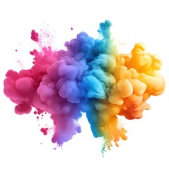 Aufkleber - Vibrant Cloud of Ink in Water on White Background Artistic Color Explosion Concept
