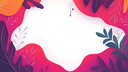 Wall Mural - Tropical leaves frame, pink gradient