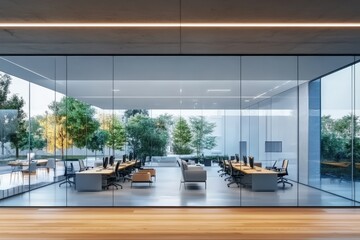 Poster - empty room meeting in modern office interior design