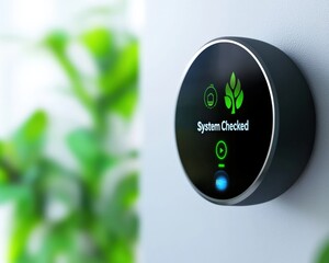 Poster - Illustration of a smart home device displaying 