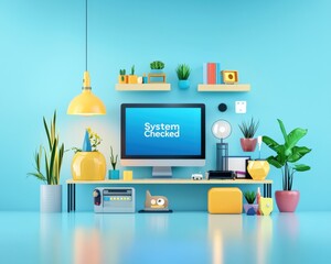 Poster - Illustration of a smart home device displaying 