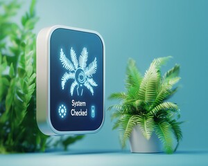 Poster - Illustration of a smart home device displaying 