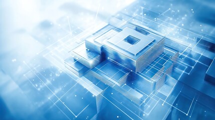 Poster - Abstract digital cubes network connection technology background