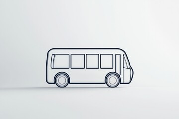 Fototapete - 3D shuttle icon, clean and minimalist design for airport transportation on white background.