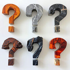 Wall Mural - Six Question Marks in Different Materials and Textures