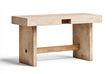 Poster - Minimalist Concrete and Wood Table with Unique Design and Stylish Texture for Modern Interior Spaces