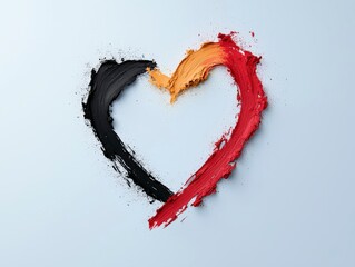 Poster - Colorful Artistic Heart Design with Black, Orange, and Red Paint on Light Background for Creative Projects