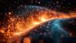 © Bejo Studio - Abstract glowing wave, particles, dark background, digital art, website banner