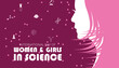 © Rabin - February is International day of Women and Girls in science. Vector template Design for banner, greeting card, poster, prints, social media post ,flyer , T shirt with background.