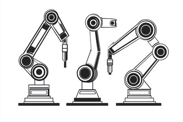 Fototapete - 3D Glyph Line Icon depicting robotic arms for enhancing industrial efficiency.
