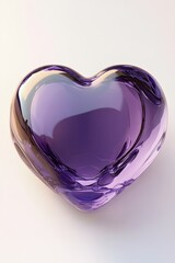 Poster - Elegant Purple Heart Shaped Glass Object on Light Background Symbolizing Love and Affection