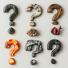 Wall Mural - Various Textured Question Marks 3D Render