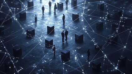 Poster - Global Network: Individuals Connect, Systems Intertwine, Data Flows Seamlessly, Future Collaboration Evolves.