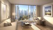 © Pannee - A stylish city apartment featuring Granite Sand walls and elegant modern furniture.