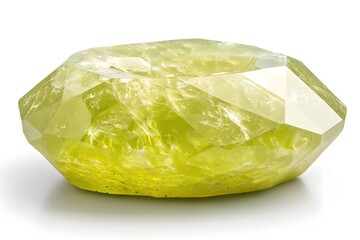 Poster - Sparkling Lemon Quartz Specimen Exhibiting Faceted Surface and Internal Structure on White Backdrop