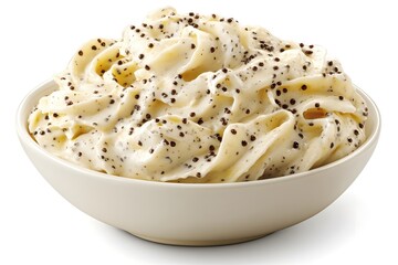 Poster - Creamy Delightful Dessert in a Bowl with Chocolate Chips on White Background Food Concept