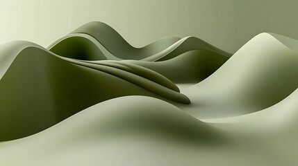 Wall Mural - Abstract green hills, soft light, background design