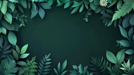 Wall Mural - Green leaves frame, nature backdrop