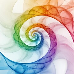 Poster - Sacred spiral glowing in soft rainbow colors on a white background