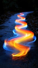 Aufkleber - Luminous Path of Light Painting on a Dark Trail Abstract Art with Motion and Energy