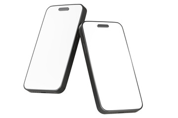 Poster - Minimal empty screen smartphone mockup on isolated white background. Minimal empty screen mobile phone mockup .3d render.