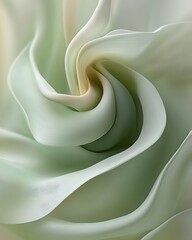 Poster - Soft Green Abstract Swirl Delicate Curves and Gentle Light for Serene Background