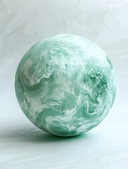 Poster - Abstract Sphere with Flowing Green and White Texture on a Textured Light Background