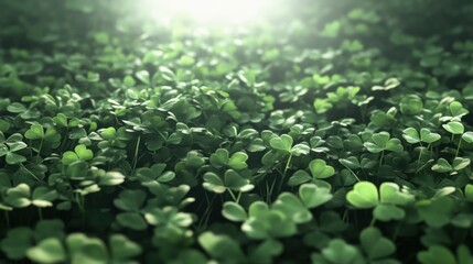Poster - A serene natural background featuring rich green clovers, leaving a soft focal area for text placement.