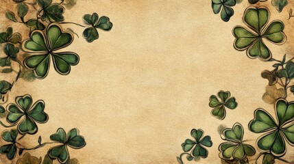 Poster - A serene natural background featuring rich green clovers, leaving a soft focal area for text placement.