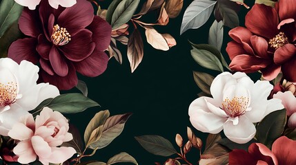 Wall Mural - Dark floral design, background, frame