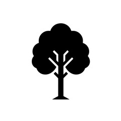 Poster - Simple Tree Icon: A minimalist black silhouette of a tree, ideal for logos, websites, or app icons.  The design is clean, simple, and versatile. 