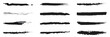 © Micro  Vector Market - Charcoal pencil straight horizontal lines. Scribble black strokes vector set. Charcoal texture lines isolated on white background. Grunge smears, thin and thick chalk strokes, pencil dividers.