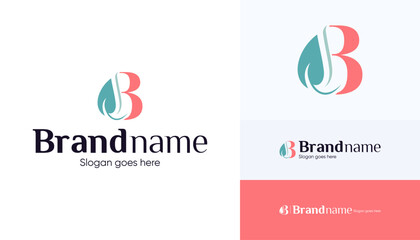 Letter B logo combination with leaf icon, Symbol usable used for growing Business, Skin care, Boutique, Identity, Beauty salon, Fashion, Jewelry, Hotel, Beauty products, Spa, etc. Feminine style logo