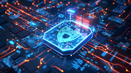 Poster - Futuristic digital security interface showcasing advanced technology and data protection