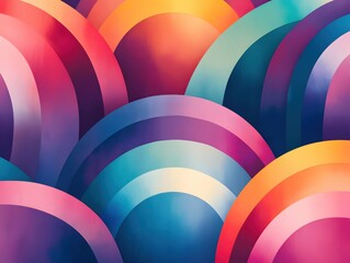 Poster - Abstract Arches of Vibrant Color Harmonious Gradient Background Design Element Art