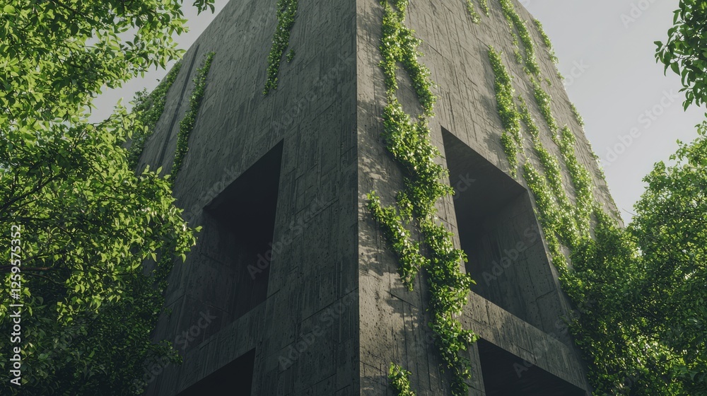 Triangular Geometry Tower Enigmatic Triangular Tower Embraced by Star Jasmine Vines in Eco ...