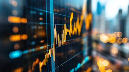 Poster - Financial Stock Market Data Analysis Chart Graph Digital Business Trend Money Growth Screen Visual  