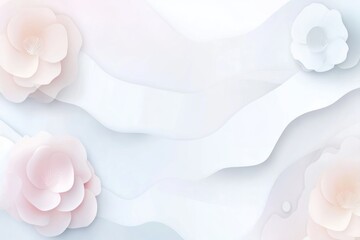 Wall Mural - Pastel paper flowers on wavy background, website header