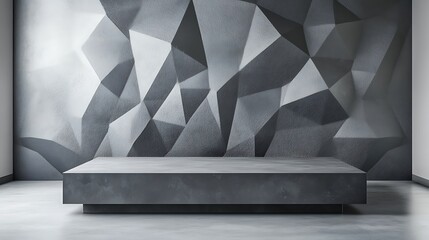 Wall Mural - Concrete platform, geometric wall, interior display