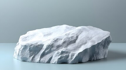 Poster - Clean Minimalist Stone Podium Display for Product Showcase on a Soft Blue Background