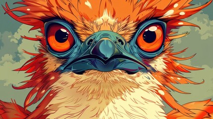 Poster - A vibrant, stylized illustration of a bird with exaggerated features and bright colors.