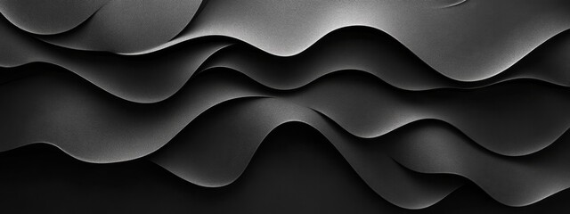 Aufkleber - Abstract Black Background with Irregular Patterns and Lines, Banner Template with White Space for Text. Geometric Minimalist Wallpaper with Copy Space on Black Background. Modern Wallpaper.