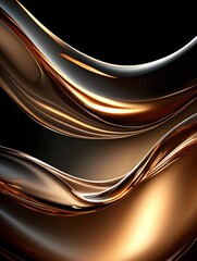 Poster - Abstract Liquid Gold Flowing in Dark Space Creates a Luxurious and Elegant Design